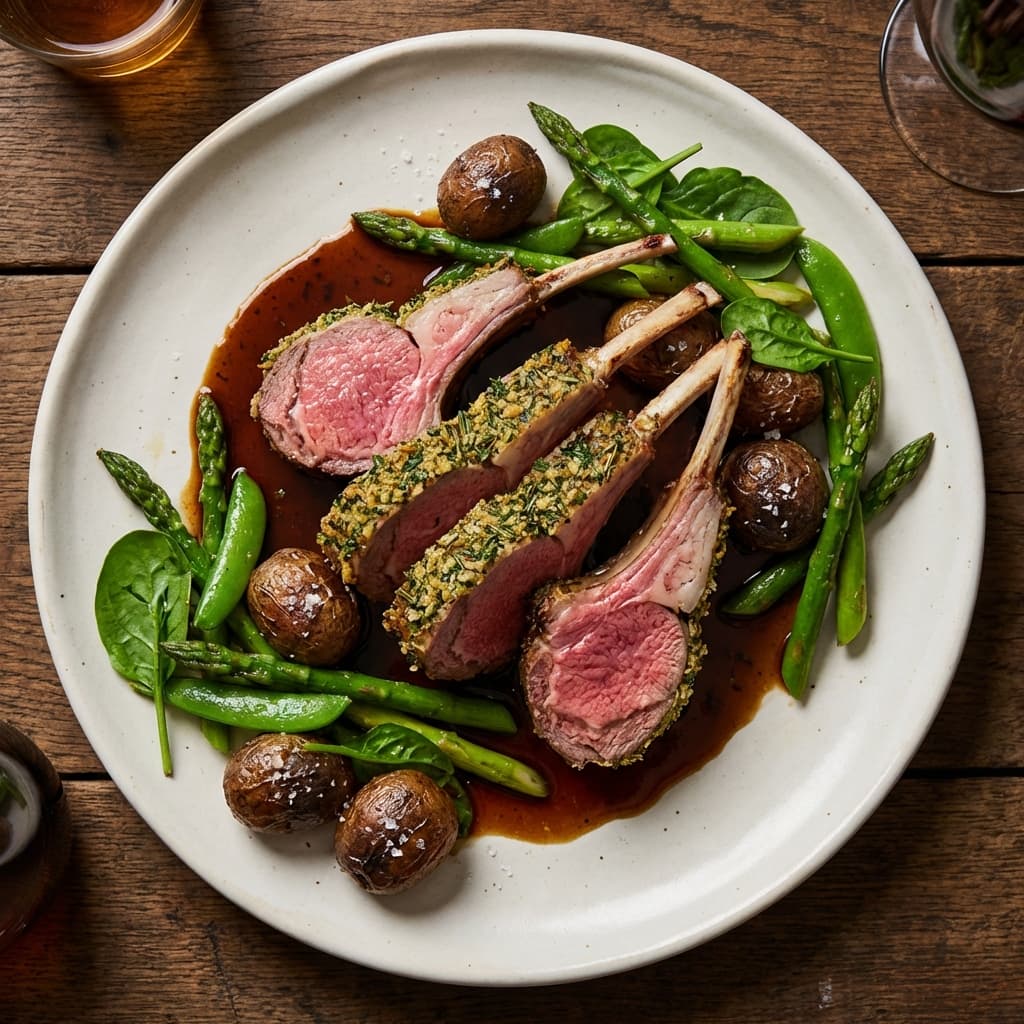 Slow-cooked lamb with allergen information