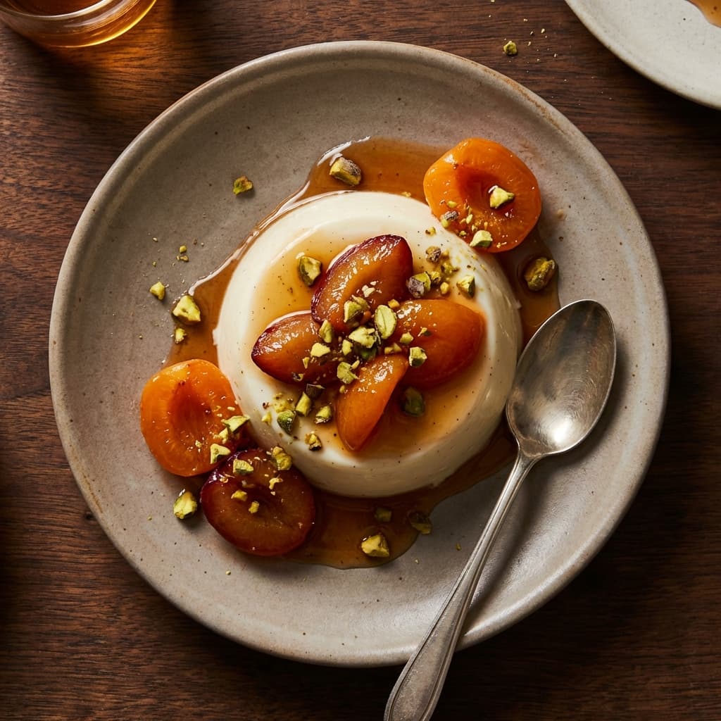 Panna cotta dessert on QR code menu