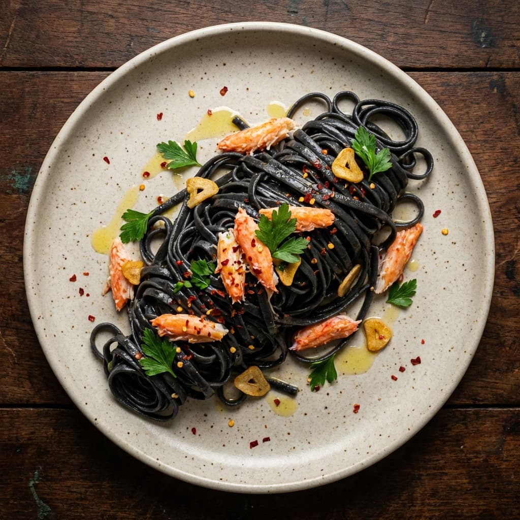 Squid ink pasta — AI-generated menu description